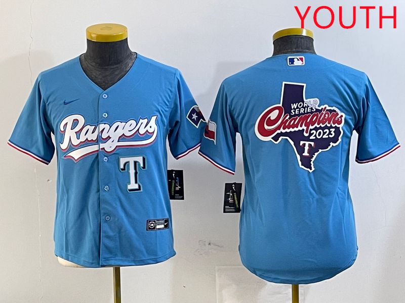 Youth Texas Rangers Blank Light Blue Game 2025 Nike MLB Jersey style 4->youth mlb jersey->Youth Jersey